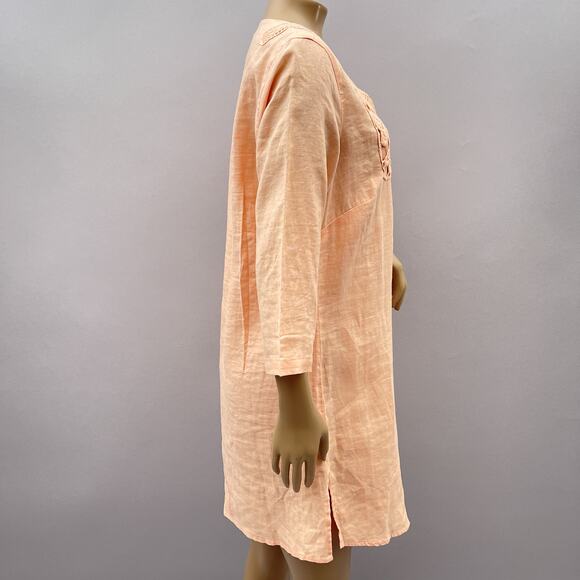 Malvin Germany Tunic Dress Women M Coral Pink Love Linen Lace Yoke Coastal - Picture 6 of 10